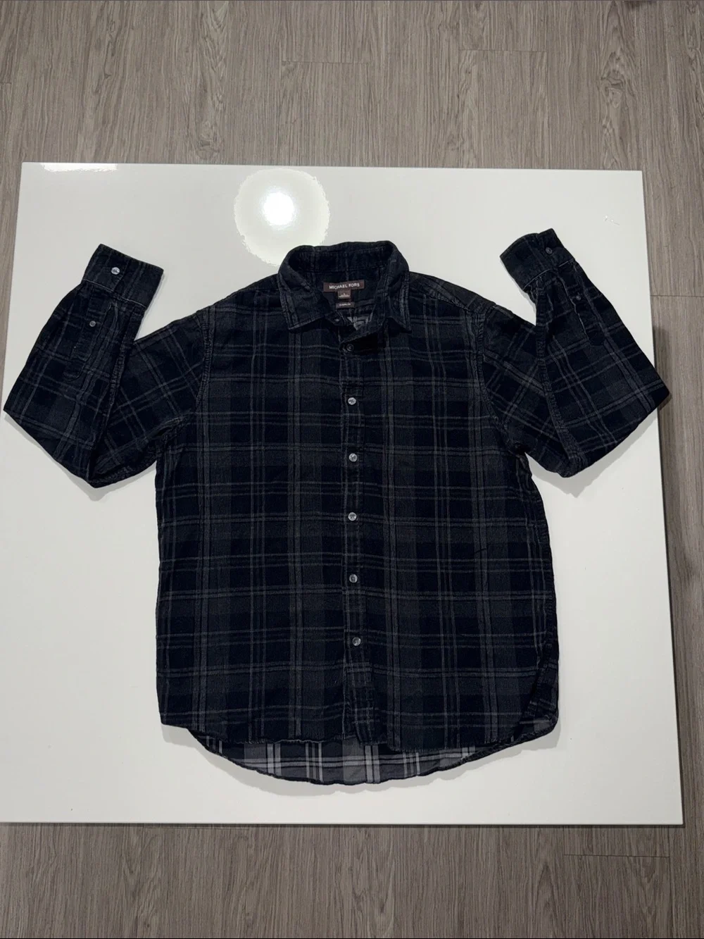 Michael Kors Black Plaid Button-Down Shirt